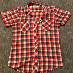 Vintage plaid, button down picnic shirt
